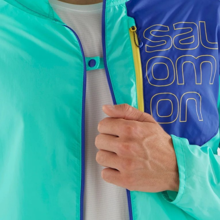 Turquoise / Blue Salomon Bonatti Cross Men's Windbreaker | PH 72104O